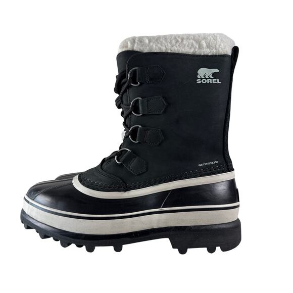 Sorel Caribou Winter Snow Boots Womens 10.5 Waterproof Leather Insulated Black - Picture 7 of 12